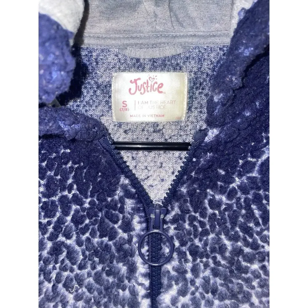 Justice Little Girls Pull Over Hoodie Multicolor Sherpa 1/4 Zipper Sz S 7/8